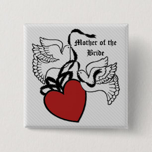 Budens mamma Heart Doves Button Knapp