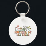 Budens mamma Mamma Retro Bachelorette Party W Nyckelring<br><div class="desc">Budens mamma Mamma Retro Bachelorette Party Wildblommor</div>