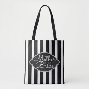 Budens mamma Modern Black Silver Bröllop Tygkasse