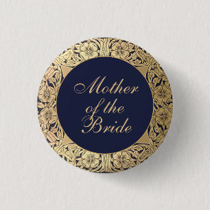 Budens mamma Navy Blue Vintage Guld Rosor Knapp