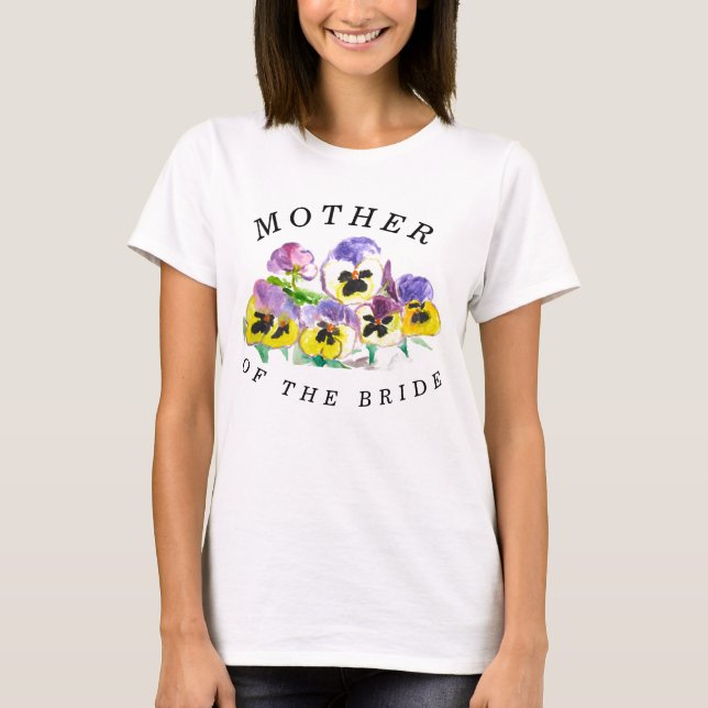 Budens mamma Pansies Blommigt Vintage bröllop T Shirt (Framsida)