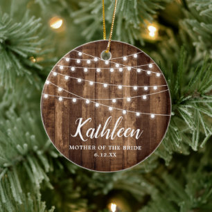 Budens mamma Personlig Rustic Woodgrain Julgransprydnad Keramik