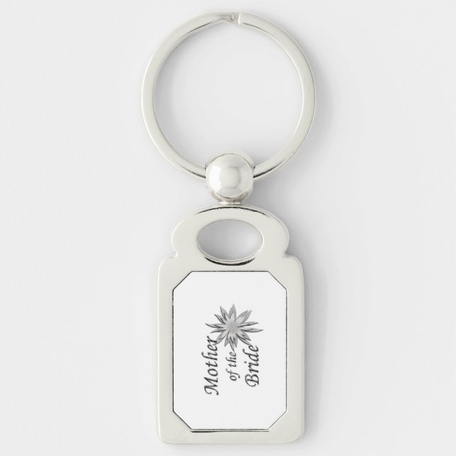 Budens mamma rektangulärt silverfärgad nyckelring (Framsidan)