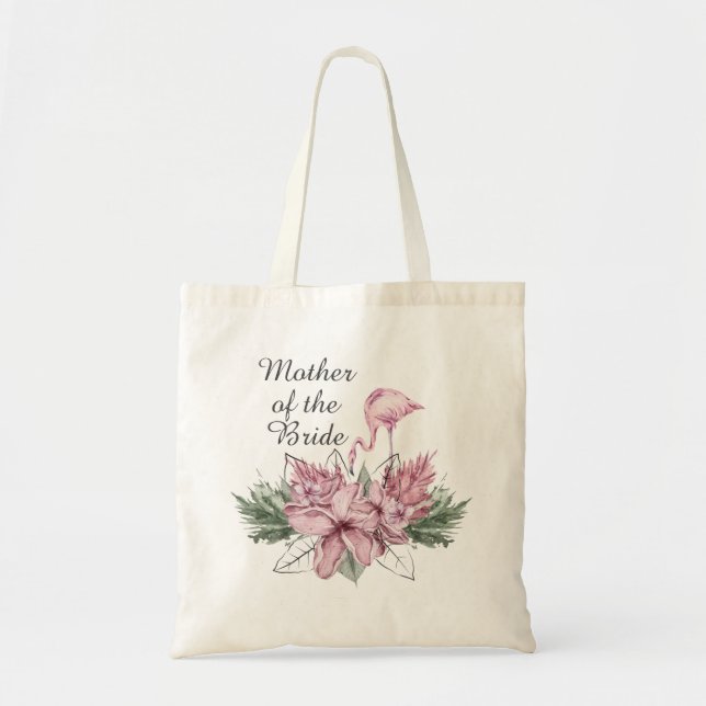 Budens mamma Rosa Blommigt Flamingo Tote Bag Tygkasse (Framsidan)