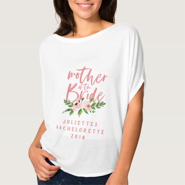 Budens mamma rosa blommigt vattenfärg t-shirt (Framsida)
