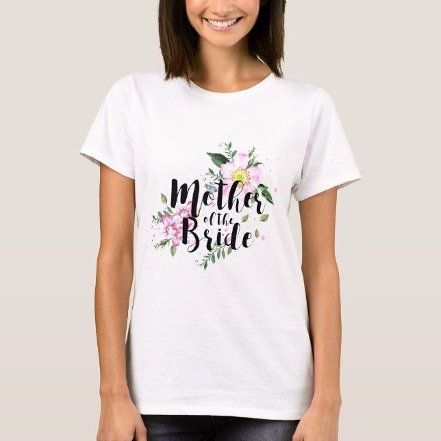Budens mamma Rosa Blommigt Watercolor Bröllop Tee (Framsida)