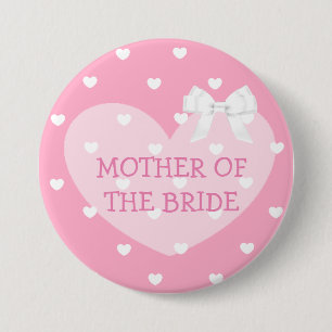 Budens mamma Rosa Hearts White Bow Button Knapp