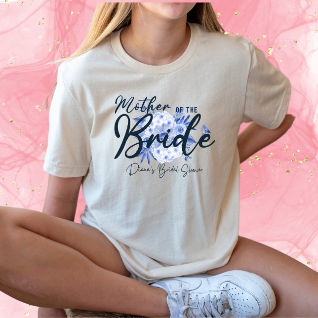 Budens mamma-Rustic Dusty Blue Watercolor T Shirt (Skapare uppladdad)