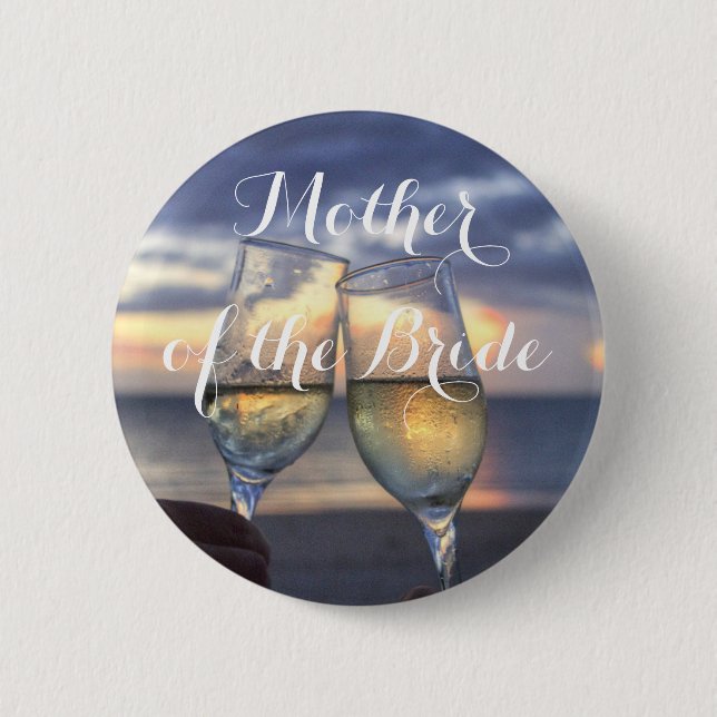 Budens mamma Sunset on Beach Wedding Button Knapp (Framsida)
