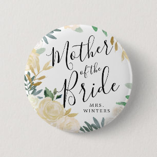 budens mamma Vit ros Bouquet Bröllop Knapp