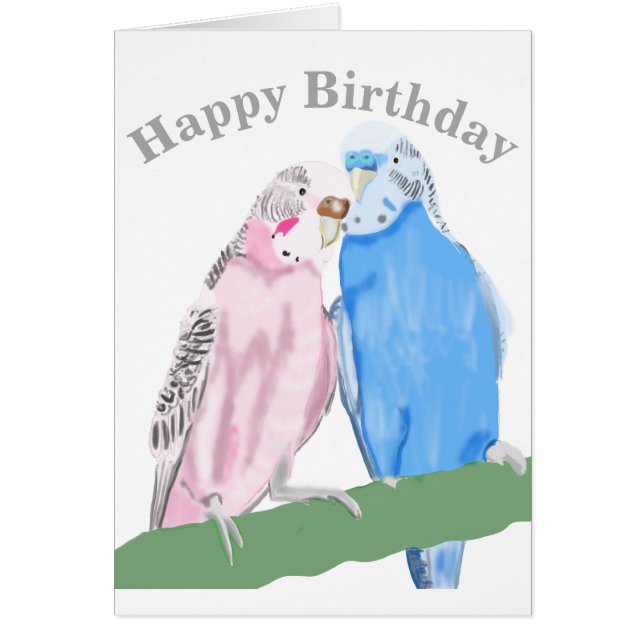 Budgerigar Editable Birthday Card Hälsningskort (Framsidan)