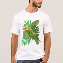 Budgerigar with leaves t shirt
