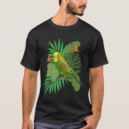 Budgerigar with leaves t shirt