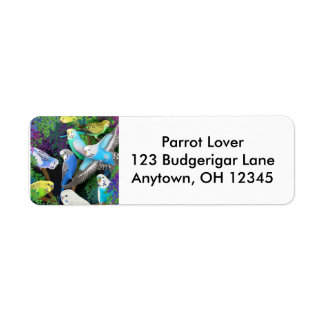 Budgerigars i Ferns Label Returadress Etikett