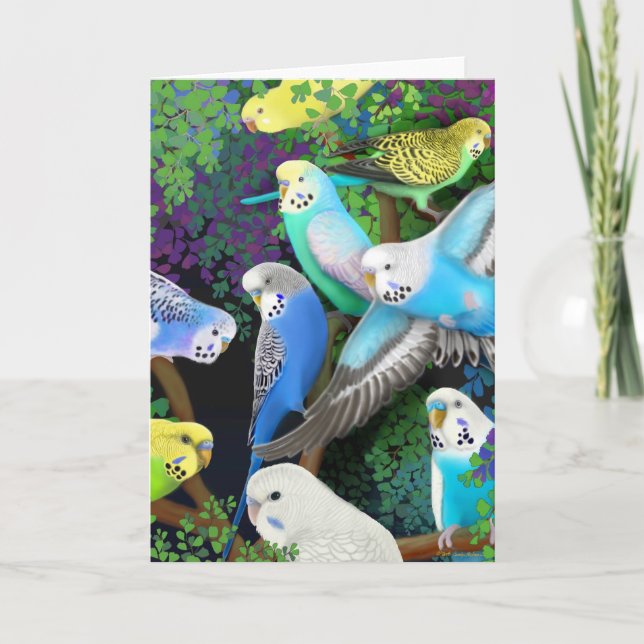 Budgerigarts- och Ferns Card Kort (Framsida)