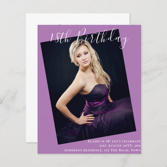 BUDGET 18-års födelsedags FOTO Inbjudan Anmälan (Fram/baksida)