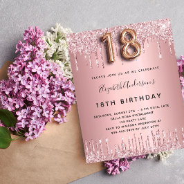 Budget 18:e födelsedag rosa damm ro glitter rosa