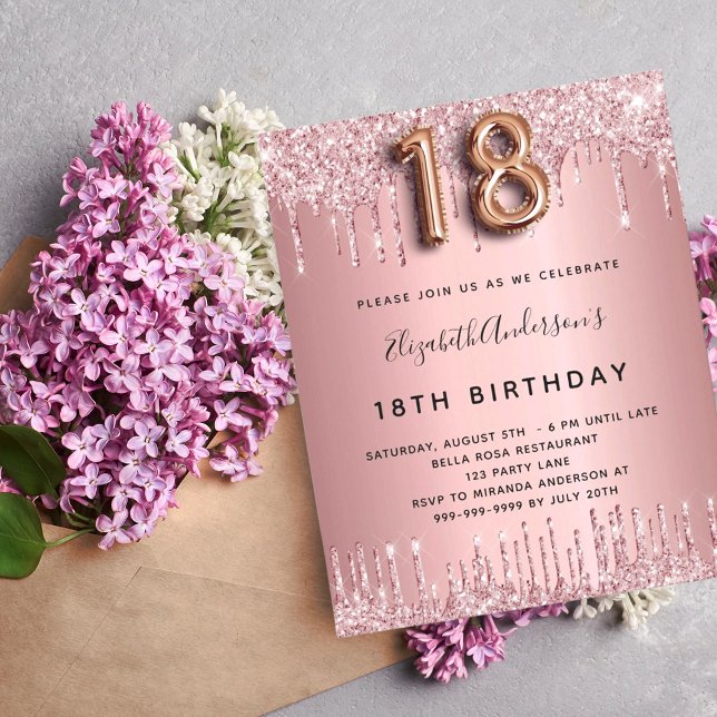 Budget 18:e födelsedag rosa damm ro glitter rosa (Skapare uppladdad)