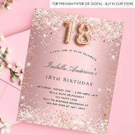 Budget 18:e födelsedag  rosa ros guld glitter