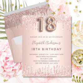 BUDGET 18:e Födelsedag Rose Guld Glitter Rosa Lyx