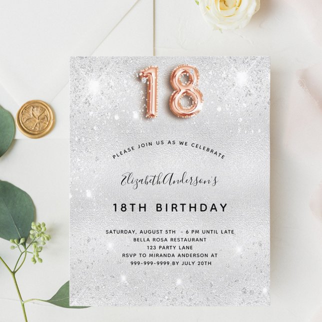 Budget 18:e Födelsedag Silver Rose Guld Glitter (Skapare uppladdad)