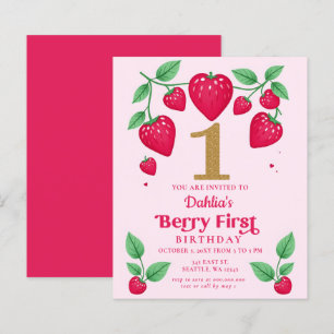 Budget 1-årsdag Berry Första födelsedagsinbjudan