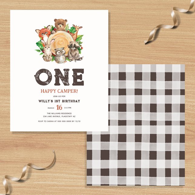 Budget 1 Lycklig Camper Boy First Birthday Inbjuda Flygblad (Skapare uppladdad)