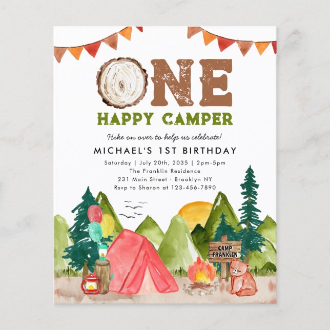 Budget 1 Lycklig Camper Woodland Bear 1:a födelsed (Framsida)