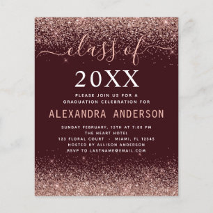 Budget 2022 Burgundy Studenten Rosa Glitter Flygblad