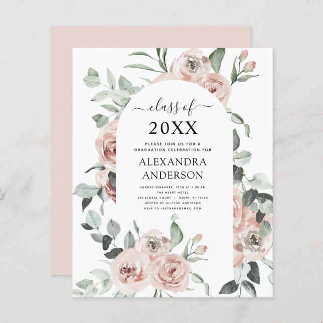 Budget 2022 Dusty Rosa Studenten Blommigt (Fram/baksida)