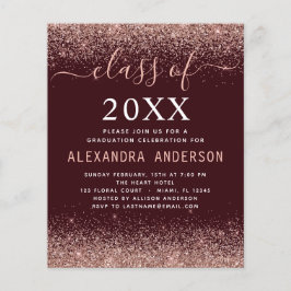 Budget 2022: Foto Burgundy Studenten Rosa Glitter Flygblad