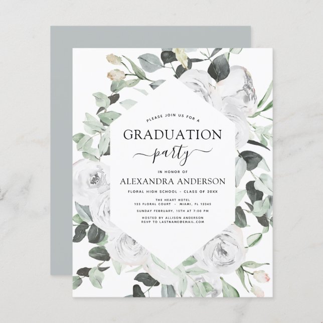 Budget 2022 Studenten Blommigt Eucalyptus (Fram/baksida)