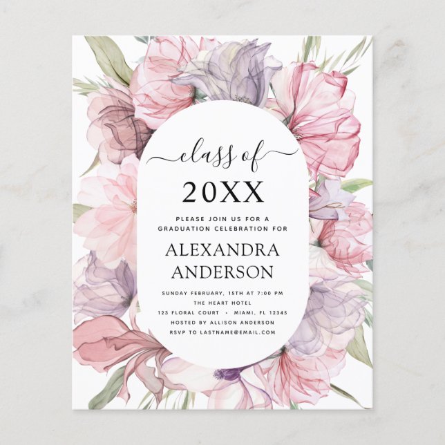 Budget 2022 Studenten Boho Dusty Rosa Lila Flygblad (Framsidan)