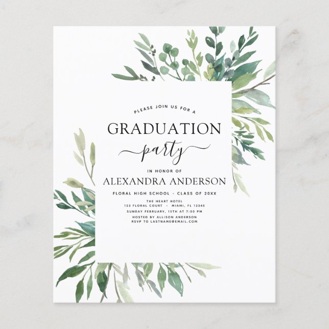 Budget 2022 Studenten Botanical Grey Flygblad (Framsidan)