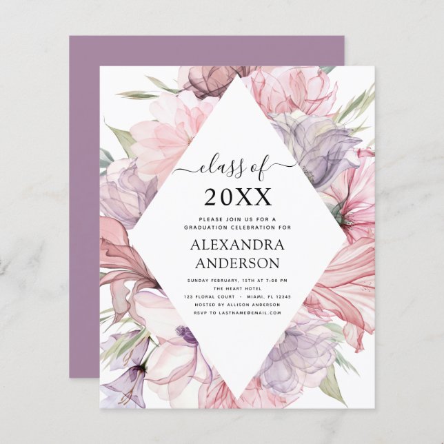 Budget 2023 Examen Boho Dammt Rosa Lila (Fram/baksida)