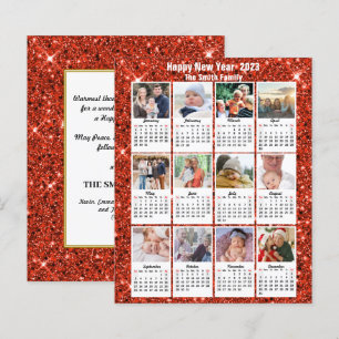 Budget 2023 Kalender 12 Foto Röd Glitterkort