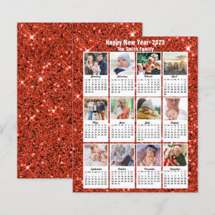 Budget 2023 - kalender 12 - Rött foto-Glitter-kort
