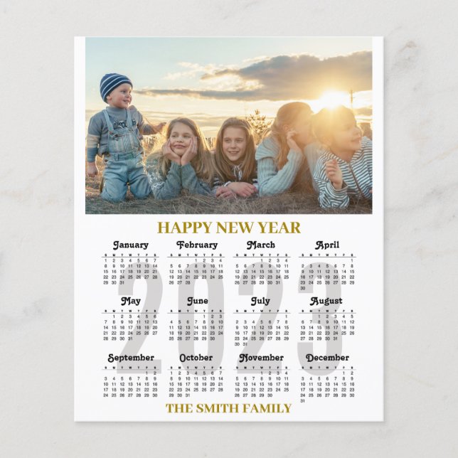 Budget 2023 Kalender Modern Guldmanuskrift Fotokor Flygblad (Framsidan)