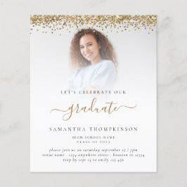 Budget 2023 Klassfoto Guld Glitter Inbjudan