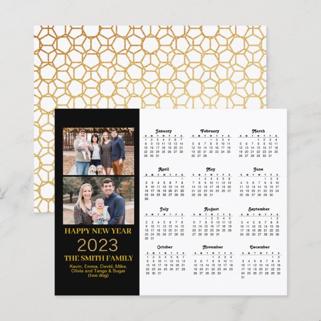 Budget 2023 Modern Guld-fotokalenderkort för skrip (Fram/baksida)