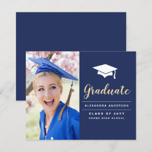 Budget 2023 Navy Blue Gold Photo Graduation