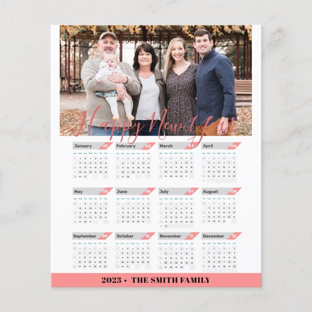 Budget 2023 Rose Gold Modernt Foto Kalenderkort Flygblad (Framsidan)