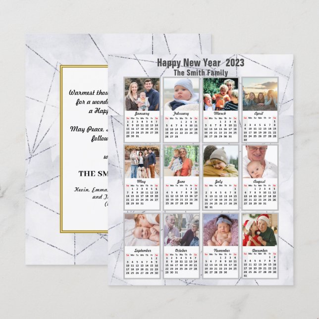 Budget 2023 Silver-fotopalenderkort för Guld-famil (Fram/baksida)