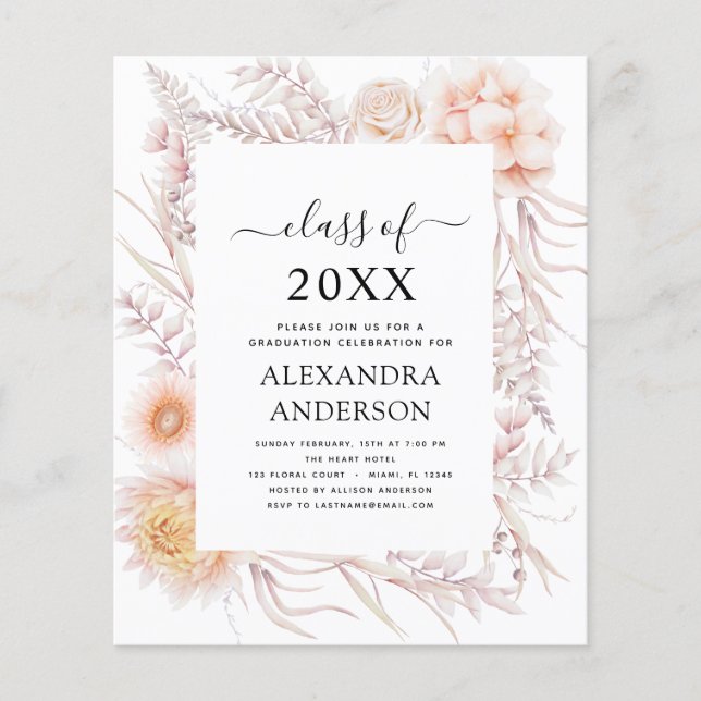 Budget 2023 Studenten Boho Chic Dusty Rosa Desert Flygblad (Framsidan)