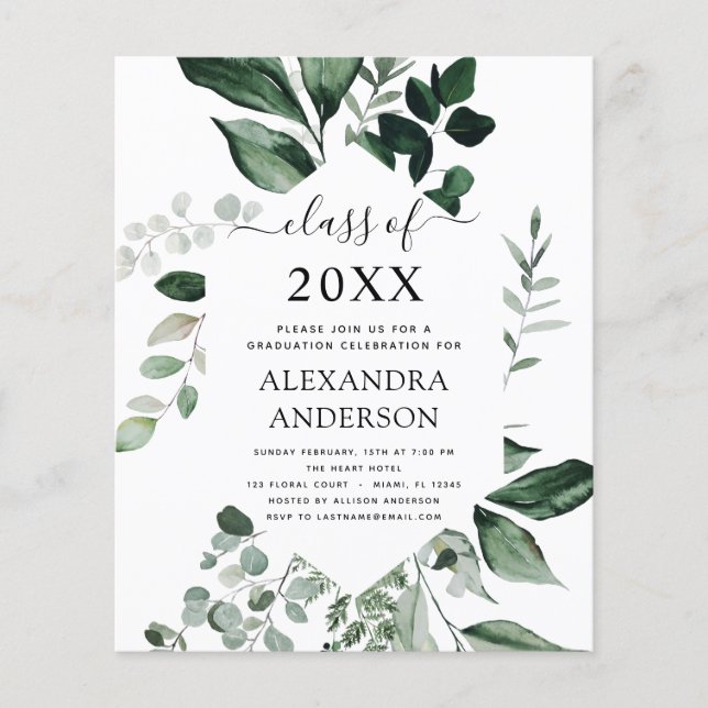 Budget 2023 Studenten Botanical Grey Flygblad (Framsidan)