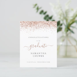 Budget 2024 Examen Rosa Guld Glitter Inbjudan