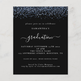 Budget 2024: Grad Party Blue Glitter Black Inbjuda