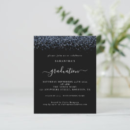 Budget 2024: Grad Party Blue Glitter Black Inbjuda