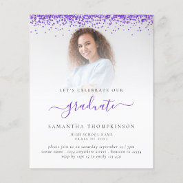 Budget 2024: inbjudan till Grad Photo Lila Glitter