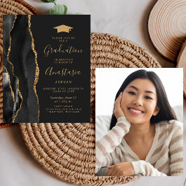 Budget 2025 Studenten Black Agate Photo Inbjudan